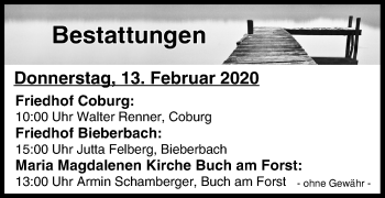 Anzeige von Bestattungen vom 13.02.2020 von MGO