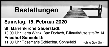 Anzeige von Bestattungen vom 15.02.2020 von MGO