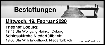 Anzeige von Bestattungen vom 19.02.2020 von MGO