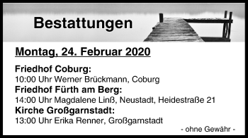 Anzeige von Bestattungen vom 24.02.2020 von MGO