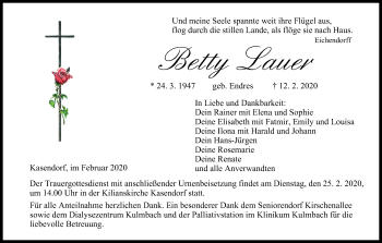 Anzeige von Betty Lauer von MGO
