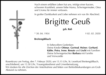 Anzeige von Brigitte Geuß von MGO