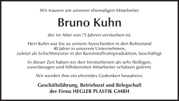 Anzeige von Bruno Kuhn von MGO
