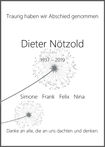 Anzeige von Dieter Nötzold von MGO