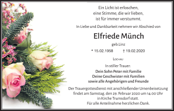 Anzeige von Elfriede Münch von MGO