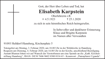 Anzeige von Elisabeth Karpstein von MGO