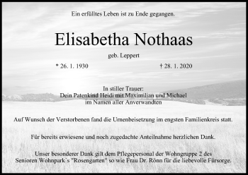 Anzeige von Elisabetha Nothaas von MGO