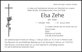 Anzeige von Elsa Zehe von MGO