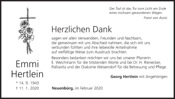 Anzeige von Emmi Hertlein von MGO