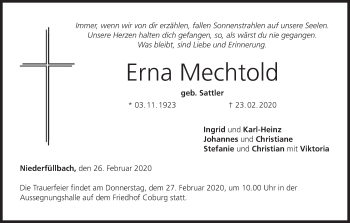 Anzeige von Erna Mechtold von MGO