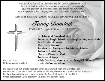 Anzeige von Fanny Dominik von MGO