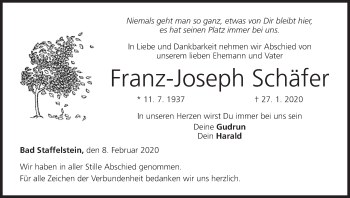Anzeige von Franz-Joseph Schäfer von MGO