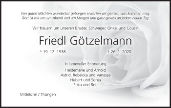 Anzeige von Friedl Götzelmann von MGO