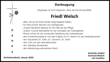 Anzeige von Friedl Welsch von MGO