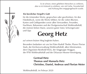 Anzeige von Georg Hetz von MGO
