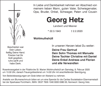 Anzeige von Georg Hetz von MGO