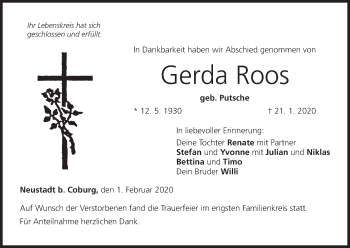 Anzeige von Gerda Roos von MGO