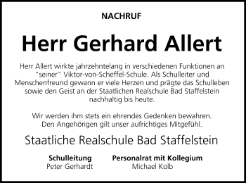 Anzeige von Gerhard Allert von MGO