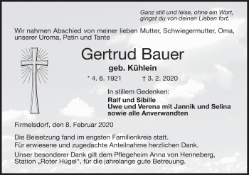 Anzeige von Gertrud Bauer von MGO
