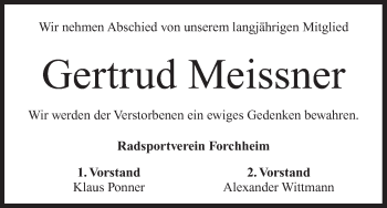 Anzeige von Gertrud Meissner von MGO