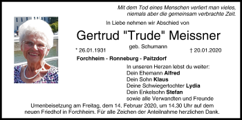 Anzeige von Gertrud Trude Meissner von MGO