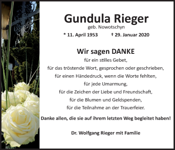 Anzeige von Gundula Rieger von MGO