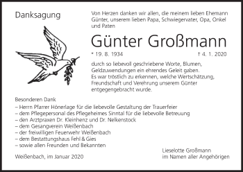 Anzeige von Günter Großmann von MGO