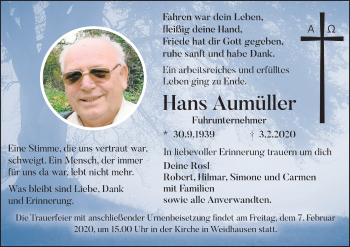 Anzeige von HAns Aumüller von MGO