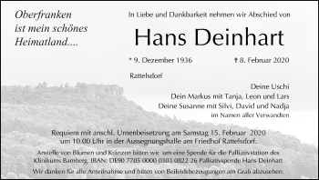 Anzeige von Hans Deinhart von MGO