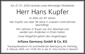 Anzeige von Hans Kupfer von MGO