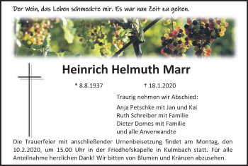 Anzeige von Heinrich Helmuth Marr von MGO