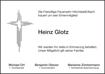 Anzeige von Heinz Glotz von MGO
