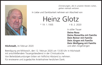 Anzeige von Heinz Glotz von MGO