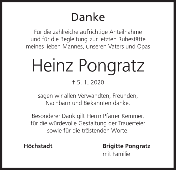 Anzeige von Heinz Pongratz von MGO