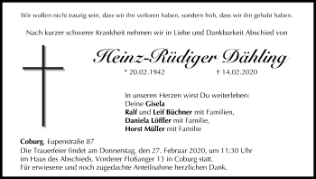 Anzeige von Heinz-Rüdiger Dähling von MGO