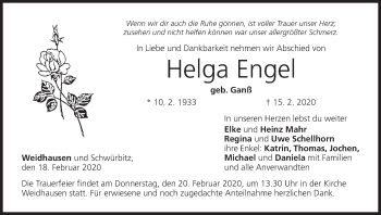Anzeige von Helga Engel von MGO