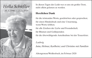 Anzeige von Hella Schüßler von MGO