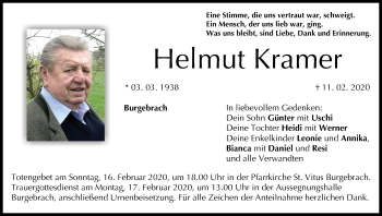 Anzeige von Helmut Kramer von MGO