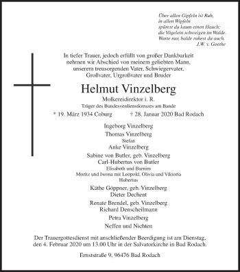 Anzeige von Helmut Vinzelberg von MGO