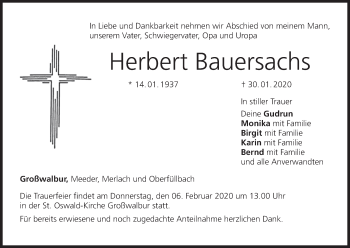Anzeige von Herbert Bauersachs von MGO