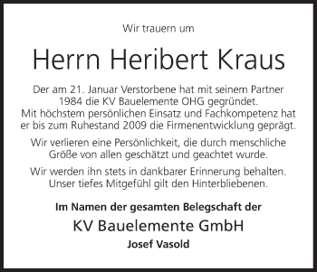 Anzeige von Heribert Kraus von MGO