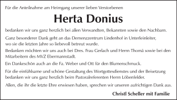 Anzeige von Herta Donius von MGO