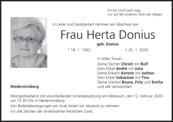 Anzeige von Herta Donius von MGO