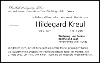 Anzeige von Hildegard Kreul von MGO