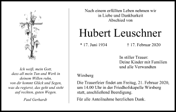Anzeige von Hubert Leuschner von MGO