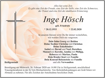 Anzeige von Inge Hösch von MGO