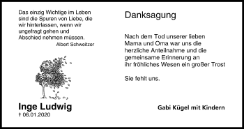 Anzeige von Inge Ludwig von MGO