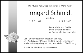 Anzeige von Irmgard Schmidt von MGO