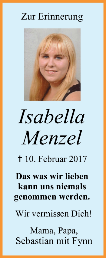 Anzeige von Isabella Menzel von MGO