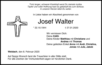 Anzeige von Josef Walter von MGO